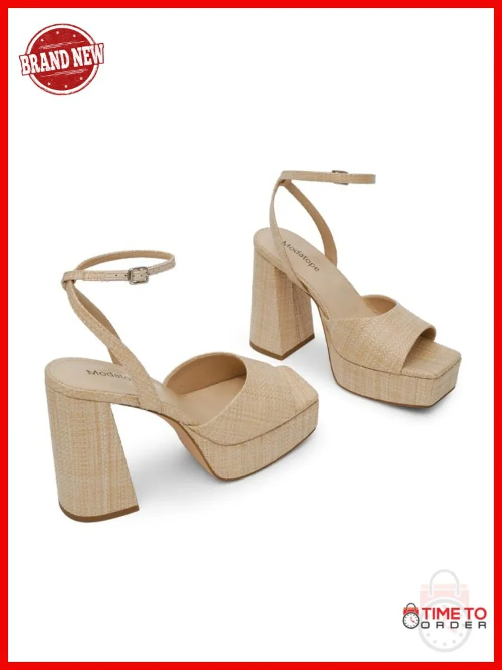 Platform Heels Chunky Open Toe Ankle Strap Sandals Faux Leather